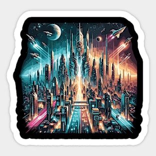 Neon Metropolis: Future City Dreamscape Sticker